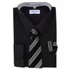 Berlioni Italy Boys Toddlers Long Sleeve Dress Shirt with Tie & Hanky Black view 1