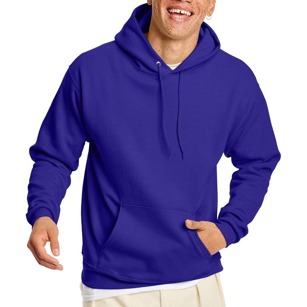 Hanes Men's Pullover EcoSmart Hooded Sweatshirt, purple, 3XL