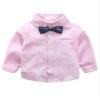 Baby Boy Summer Cotton Gentleman Long Sleeve Bowtie Romper Suspenders Shorts Outfit Set Pink 90 view 2