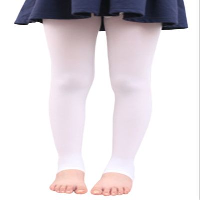 BaiX Little Girls' Solid Opaque Stirrup Tights Dance Leggings Panty-hose, 2-4 Years, White
