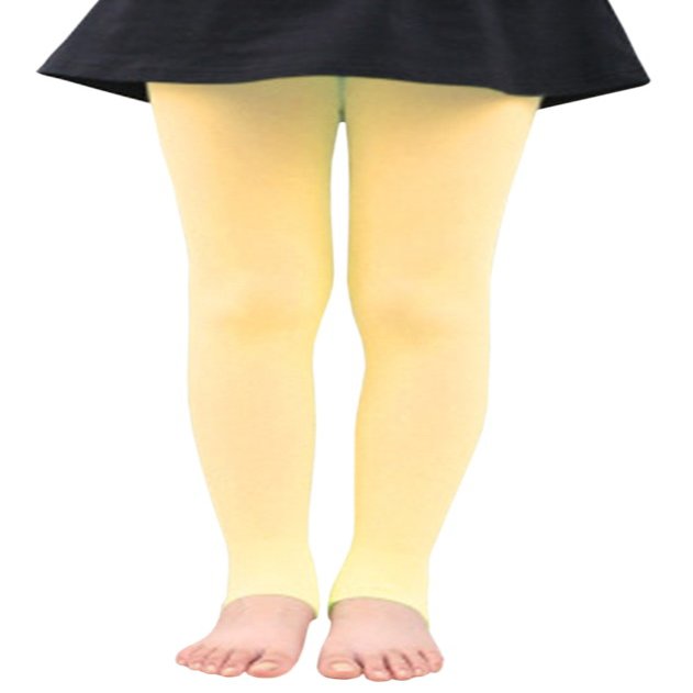 BaiX Little Girls' Solid Opaque Stirrup Tights Dance Leggings Panty-hose, 2-4 Years, Yellow