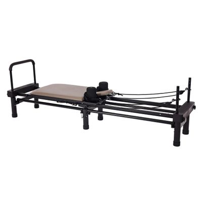 AeroPilates Reformer - Pilates Reformer Workout Machine for Home Gym - Cardio Fitness Rebounder- Up to 300 lbs Weight Capacity, Gray