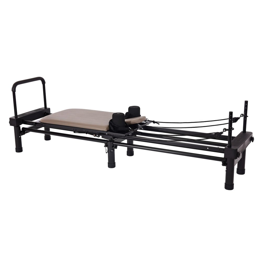 AeroPilates Reformer - Pilates Reformer Workout Machine for Home Gym - Cardio Fitness Rebounder- Up to 300 lbs Weight Capacity, Gray