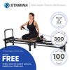 AeroPilates Reformer - Pilates Reformer Workout Machine for Home Gym - Cardio Fitness Rebounder- Up to 300 lbs Weight Capacity, Gray view 3
