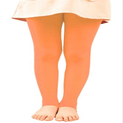 BaiX Little Girls' Solid Opaque Stirrup Tights Dance Leggings Panty-hose, 2-4 Years, Orange