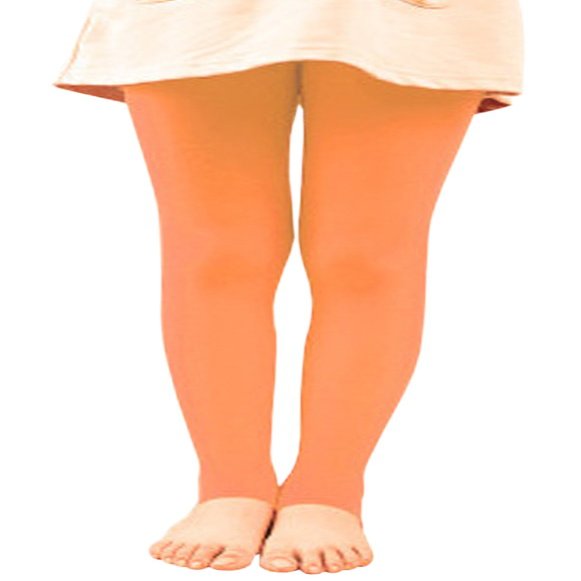 BaiX Little Girls' Solid Opaque Stirrup Tights Dance Leggings Panty-hose, 2-4 Years, Orange