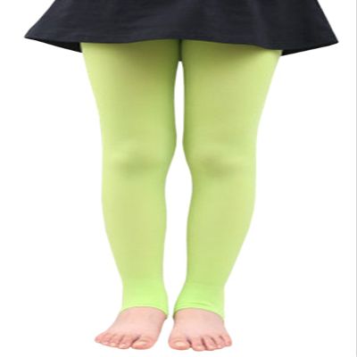 BaiX Little Girls' Solid Opaque Stirrup Tights Dance Leggings Panty-hose, 2-4 Years, Green