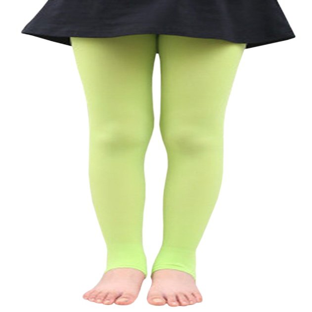 BaiX Little Girls' Solid Opaque Stirrup Tights Dance Leggings Panty-hose, 2-4 Years, Green