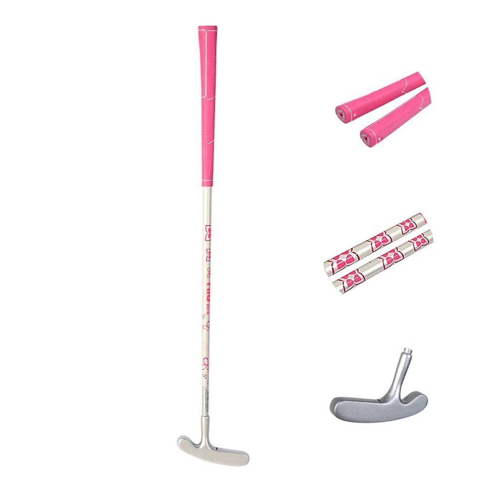 Acstar Two Way Junior Golf Putter Graphite Indoor Outdoor Putter Both Left and Right Handed Easily Use (Silver Head+Pink Grip,29 inch)