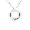 AJ's Collection Sterling Silver Personalized Washer Necklace with 3 Crystal Birthstones with a choice of Sterling Silver Chain. Gift for Her view 1