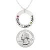 AJ's Collection Sterling Silver Personalized Washer Necklace with 3 Crystal Birthstones with a choice of Sterling Silver Chain. Gift for Her view 2