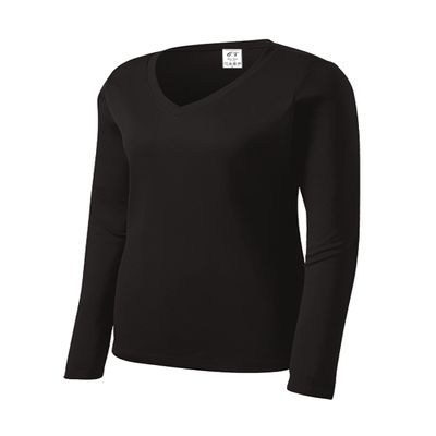 Gravity Threads Womens Long-Sleeve Moisture-Wick V-Neck - Black - X-Large