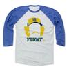 500 LEVEL Robin Yount 3/4 Sleeve T-Shirt (Baseball Tee, Large, Royal/Ash) - Robin Yount Silhouette B view 1