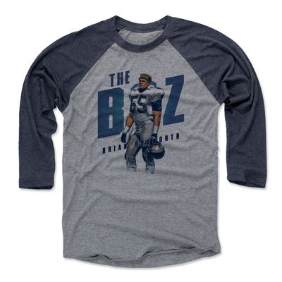 500 LEVEL Brian Bosworth Slant B 3/4 Sleeve T-Shirt (Navy/Heather Gray, XXX-Large)