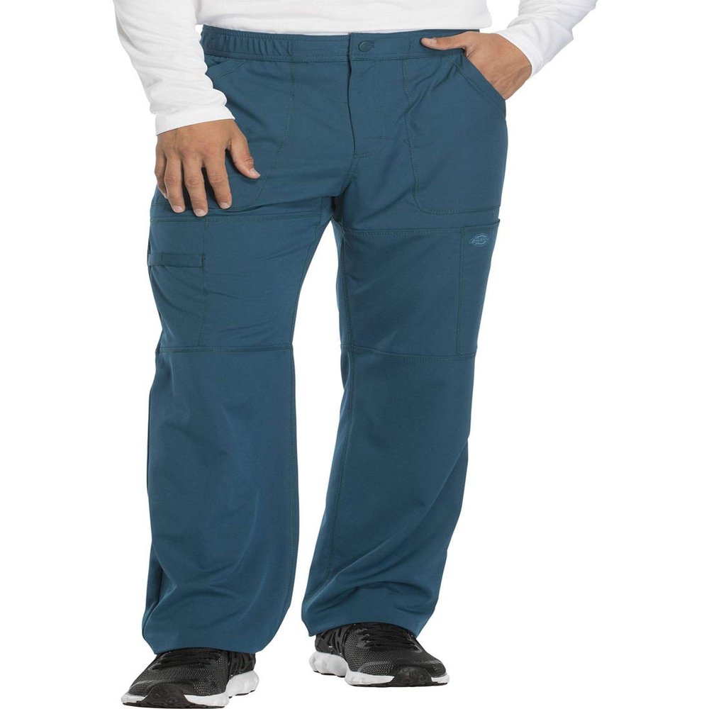 Dickies Dynamix Scrub Pants for Men with Zip Fly, Athletic-Inspired with Four-Way Stretch and Moisture Wicking DK110, XS, Car Caribbean Blue