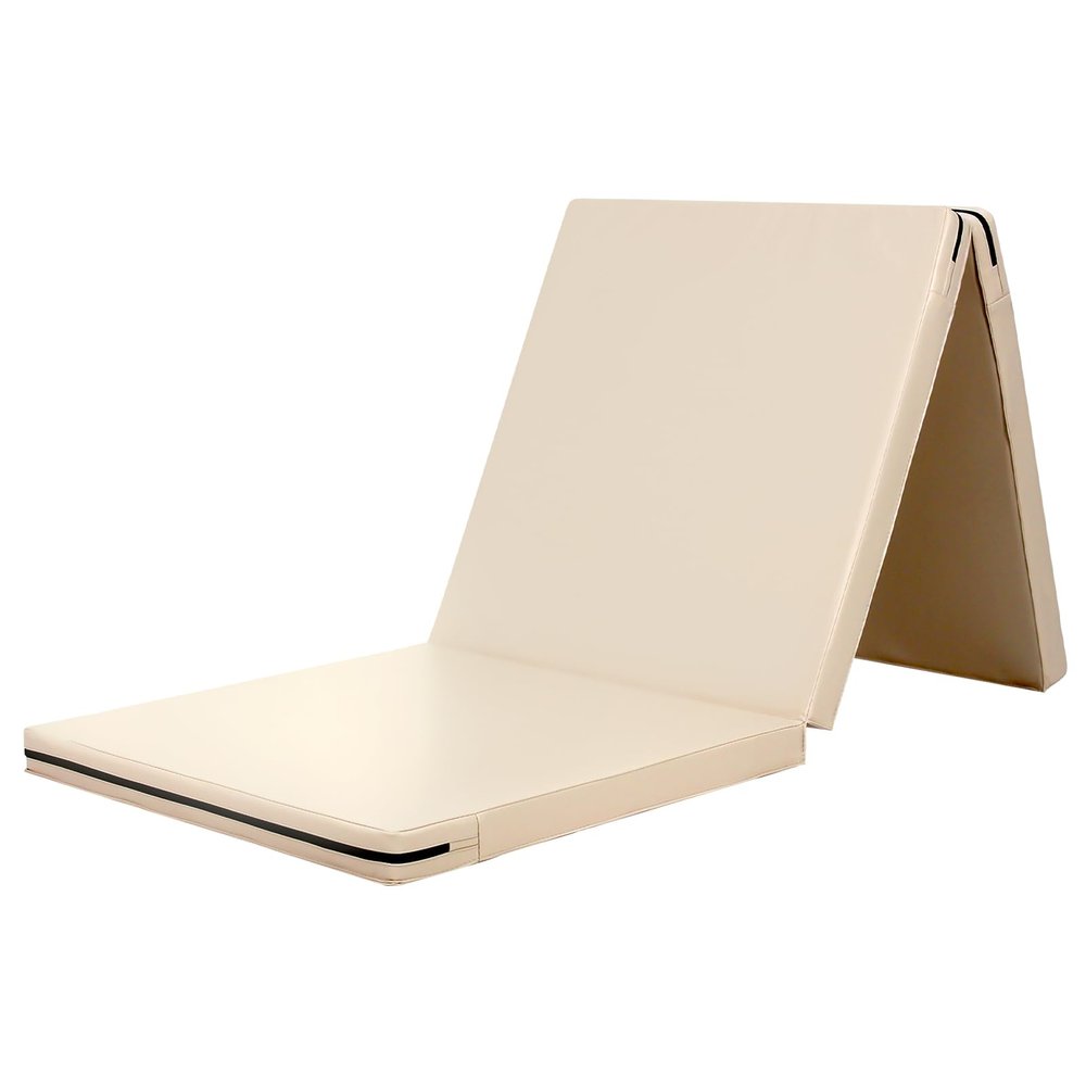 KaRaDaStyle Gymnastics Mat Folding Stretch Mats 71"x24"x2" Exercise Muscle Training Children Play Horizontal Bar Mat Yoga Sports Soundproof Home Use (Beige)