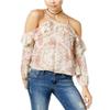 American Rag Juniors' Ruffled Cold-Shoulder Top (Mahogany Combo, XL) view 1