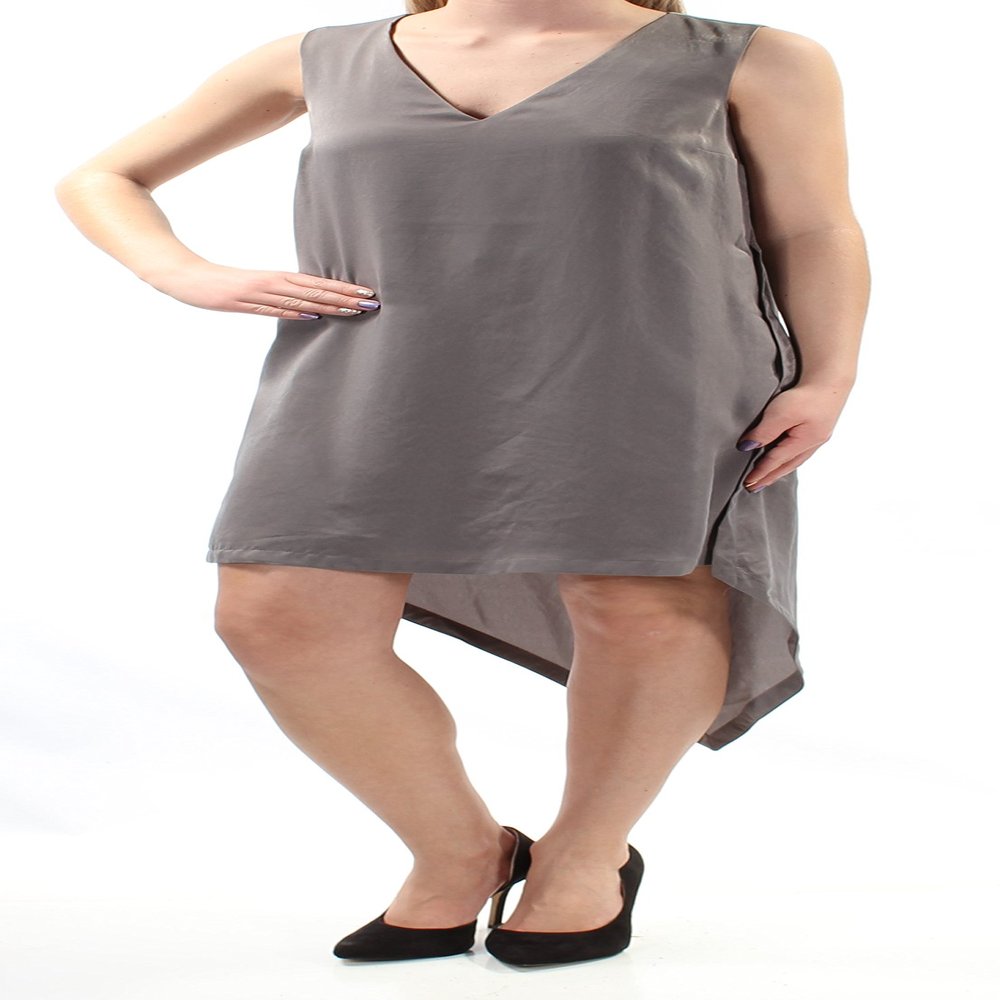 Bar III Womens Satin Asymmetric Cocktail Dress Taupe M