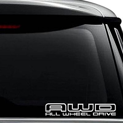 AWD All Wheel Drive Decal Sticker For Use On Laptop, Helmet, Car, Truck, Motorcycle, Windows, Bumper, Wall, and Decor Size- [12 inch] / [30 cm] Wide / Color- Gloss White