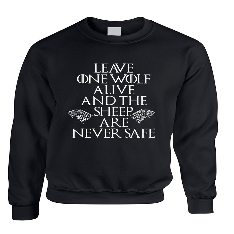 ALLNTRENDS Adult Sweatshirt Leave One Wolf Alive Sheep are Never Safe (3XL, Black)