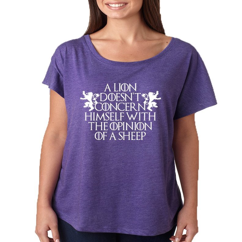 ALLNTRENDS Women's Dolman Lion Doesn't Concern Himself with Opinion Sheep (L, Purple Rush)