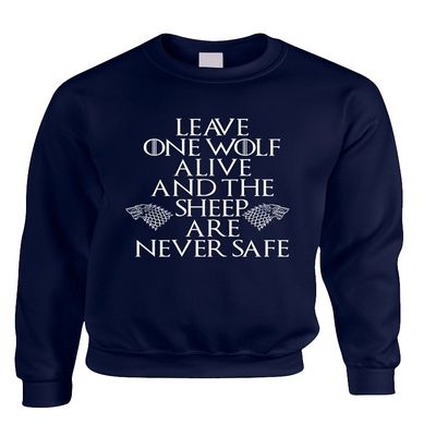 ALLNTRENDS Adult Sweatshirt Leave One Wolf Alive Sheep are Never Safe (L, Navy Blue)
