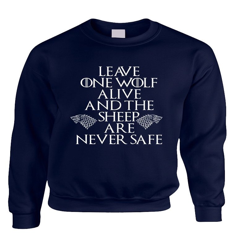 ALLNTRENDS Adult Sweatshirt Leave One Wolf Alive Sheep are Never Safe (L, Navy Blue)