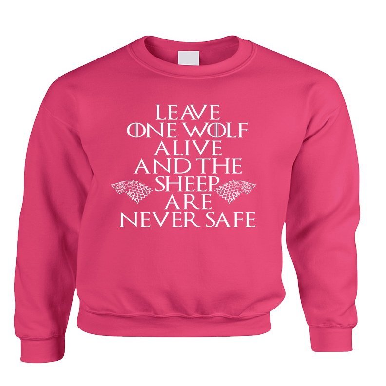 ALLNTRENDS Adult Sweatshirt Leave One Wolf Alive Sheep are Never Safe (L, Heliconia Pink)