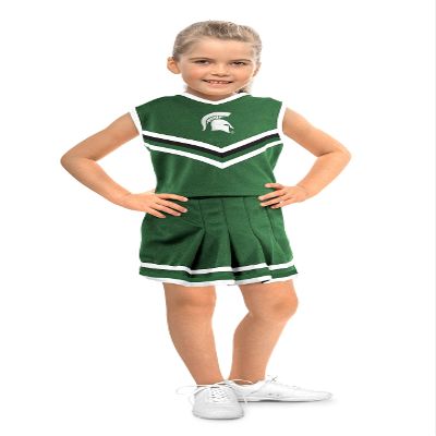Little King NCAA Toddler/Youth Girls Team 2 Piece Cheer Dress-Michigan State Spartans-4T