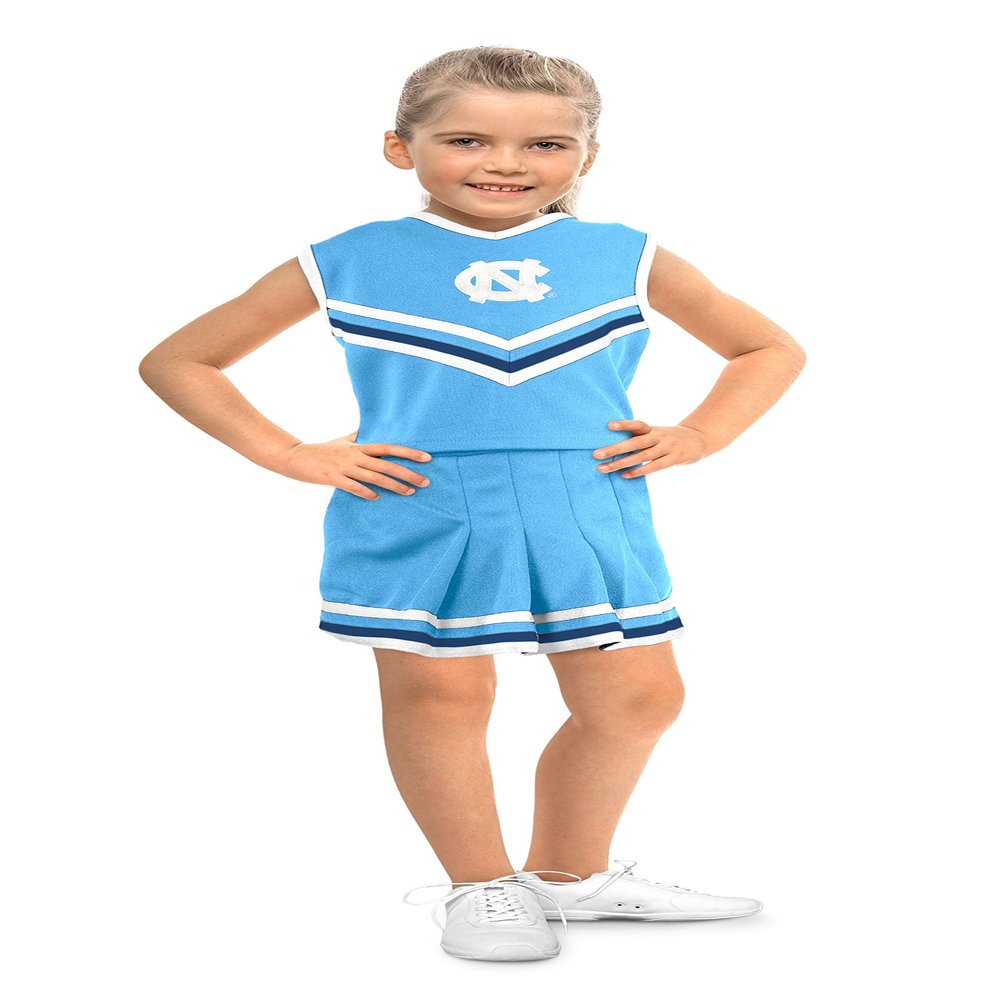 Little King NCAA Toddler/Youth Girls Team 2 Piece Cheer Dress-North Carolina Tar Heels-Y6