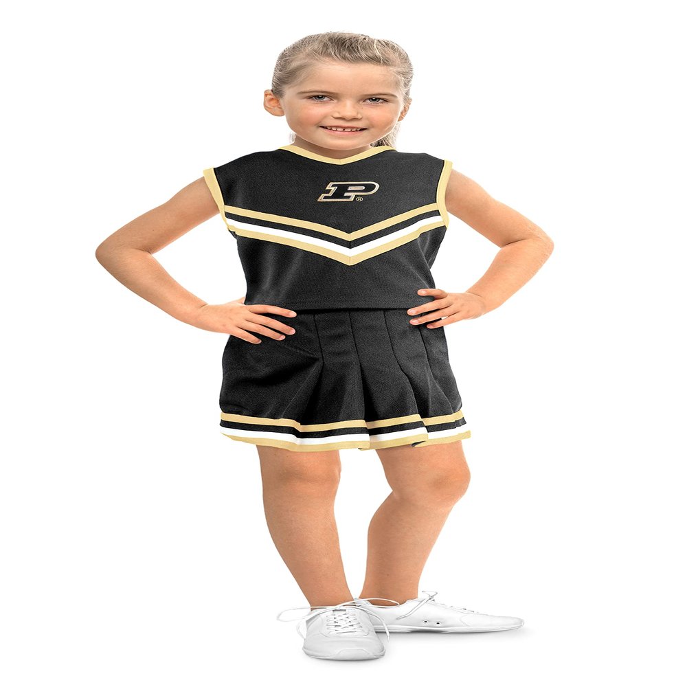 Little King NCAA Toddler/Youth Girls Team 2 Piece Cheer Dress-Purdue Boilermakers-4T