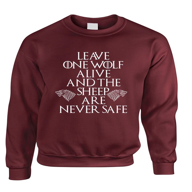 ALLNTRENDS Adult Sweatshirt Leave One Wolf Alive Sheep are Never Safe (2XL, Maroon)