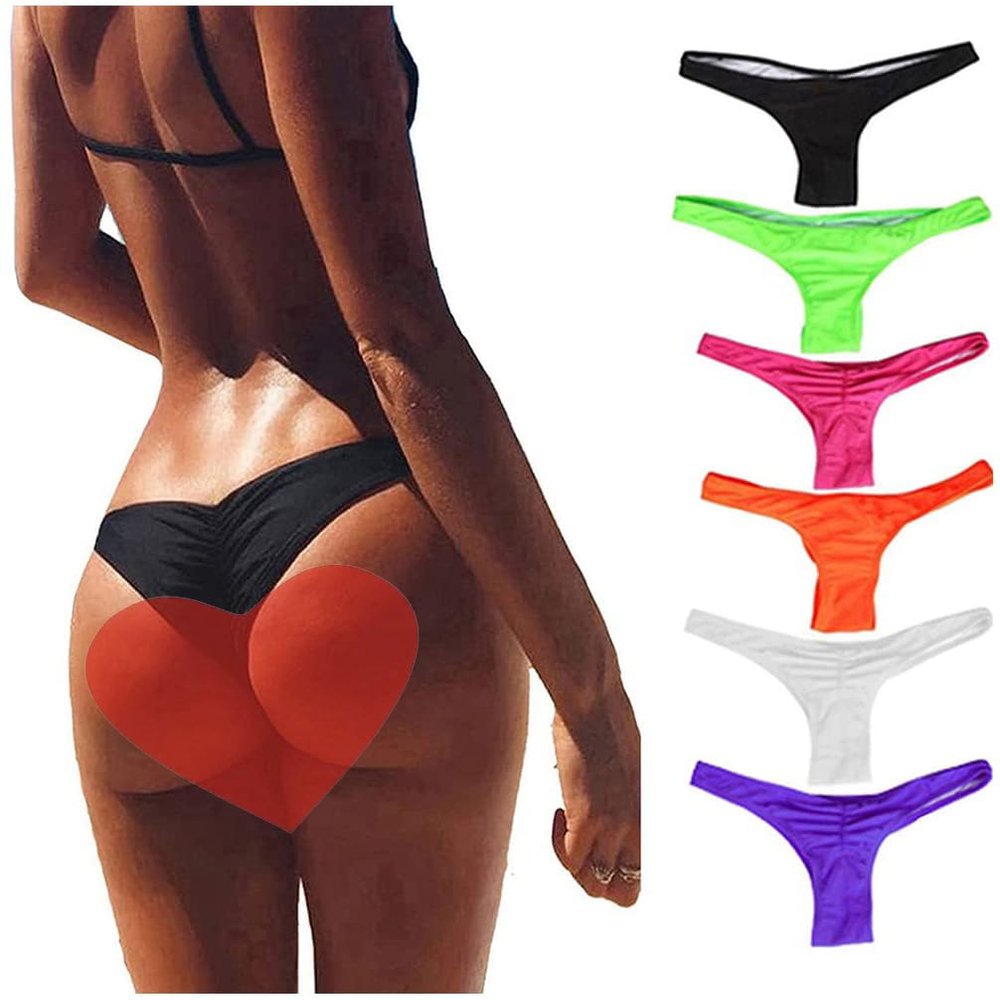 Focussexy Women's Hot Summer Brazilian Beachwear Bikini Bottom Thong Swimwear White L