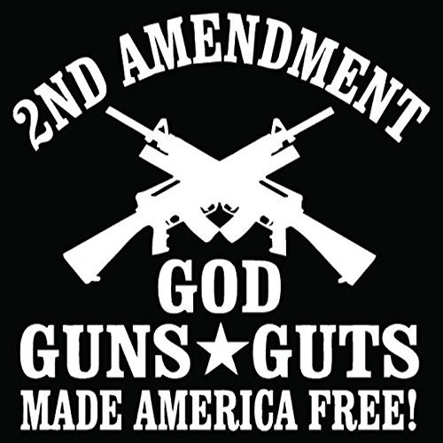 2nd Amendment God Guns Guts Car Truck Window Bumper Vinyl Graphic Decal Sticker- (10 inch) / (25 cm) Wide GLOSS WHITE Color