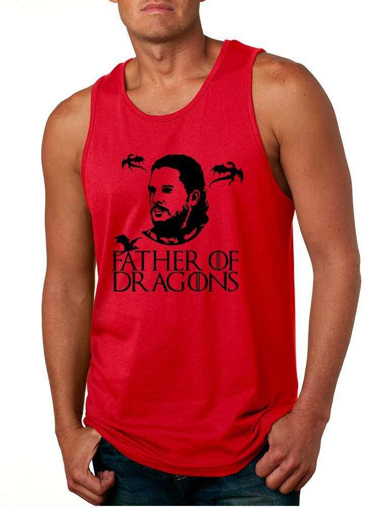 ALLNTRENDS Men's Tank Top Father of Dragons Cool Shirt Hot Gift (M, Red)