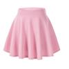 Afibi Casual Mini Stretch Waist Flared Plain Pleated Skater Skirt (Large, Pink) view 1