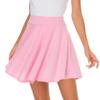 Afibi Casual Mini Stretch Waist Flared Plain Pleated Skater Skirt (Large, Pink) view 2