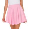 Afibi Casual Mini Stretch Waist Flared Plain Pleated Skater Skirt (Large, Pink) view 3