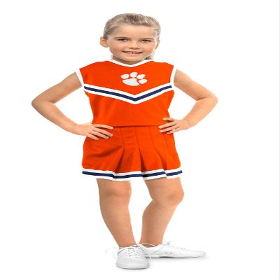 Little King NCAA Toddler/Youth Girls Team 2 Piece Cheer Dress-Clemson Tigers-4T