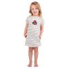 Little King NCAA Toddler Girls Short Sleeve Striped Dress-French Terry with Embroidered Team Logo-Ohio State-Red Trim-3T view 1