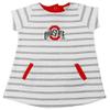 Little King NCAA Toddler Girls Short Sleeve Striped Dress-French Terry with Embroidered Team Logo-Ohio State-Red Trim-3T view 2