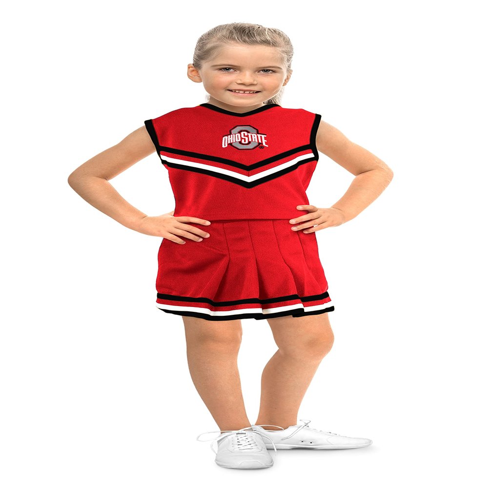 Little King NCAA Toddler/Youth Girls Team 2 Piece Cheer Dress-Ohio State Buckeyes-3T
