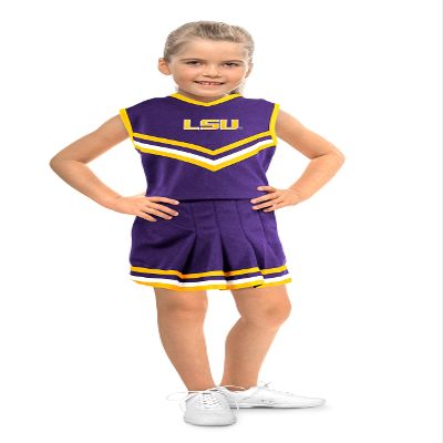 Little King NCAA Toddler/Youth Girls Team 2 Piece Cheer Dress-LSU Tigers-3T