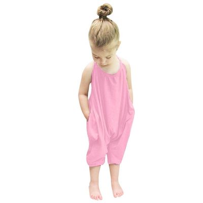 Franterd Baby Girls Straps Rompers, Kid Jumpsuits Piece Pants Clothing (Pink, 4T)