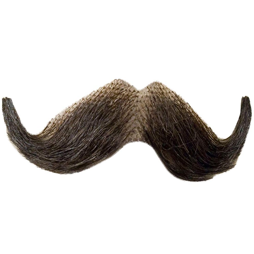 M10 Small English Mustache Color Black - Lacey Wigs Human Hair Gentleman Victorian Downton Abbey Lace Backed Hand Made Facial Bundle w/Spirit Gum and Remover, MaxWigs Costume Wig Care Guide
