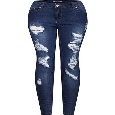 2LUV Women's Stretchy 5 Pocket Distressed Denim Skinny Jeans f4c0 Denim Medium 13
