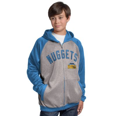 G-III NBA Denver Nuggets Legend Hooded Track Jacket, Medium, Gray