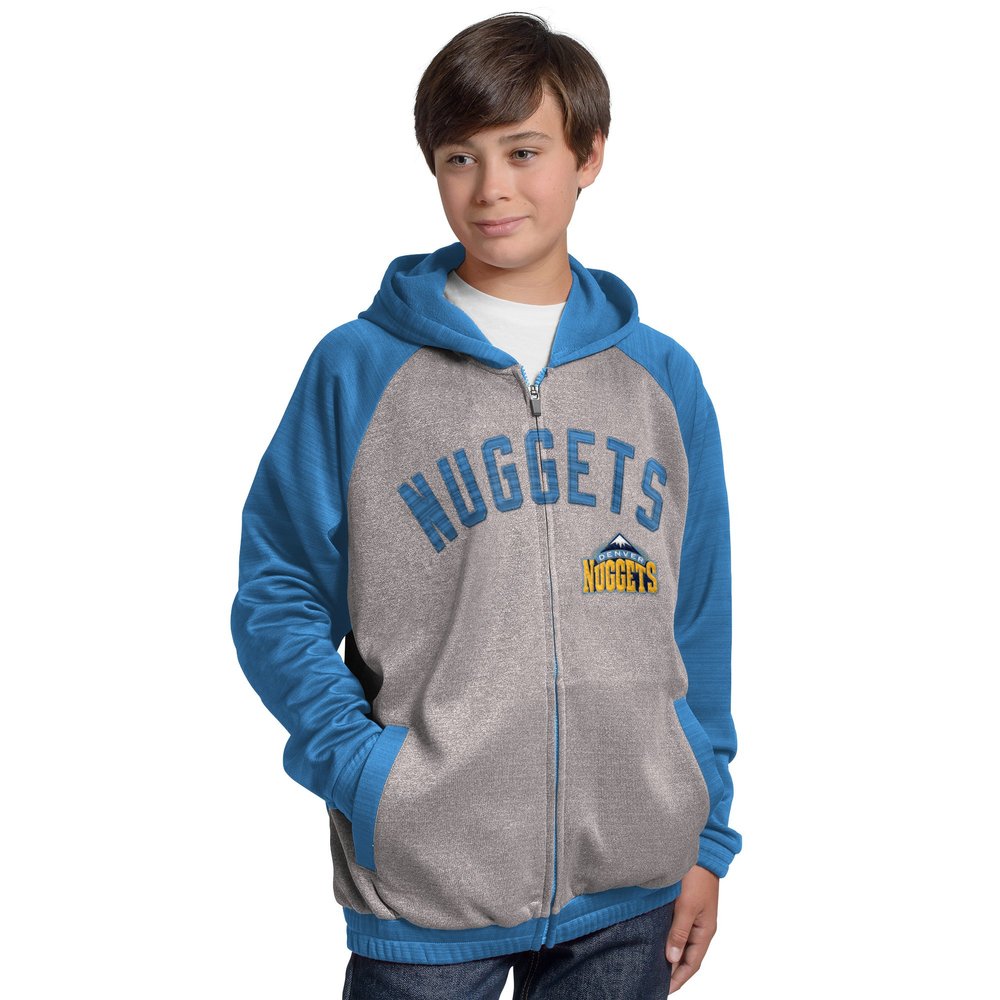 G-III NBA Denver Nuggets Legend Hooded Track Jacket, Medium, Gray