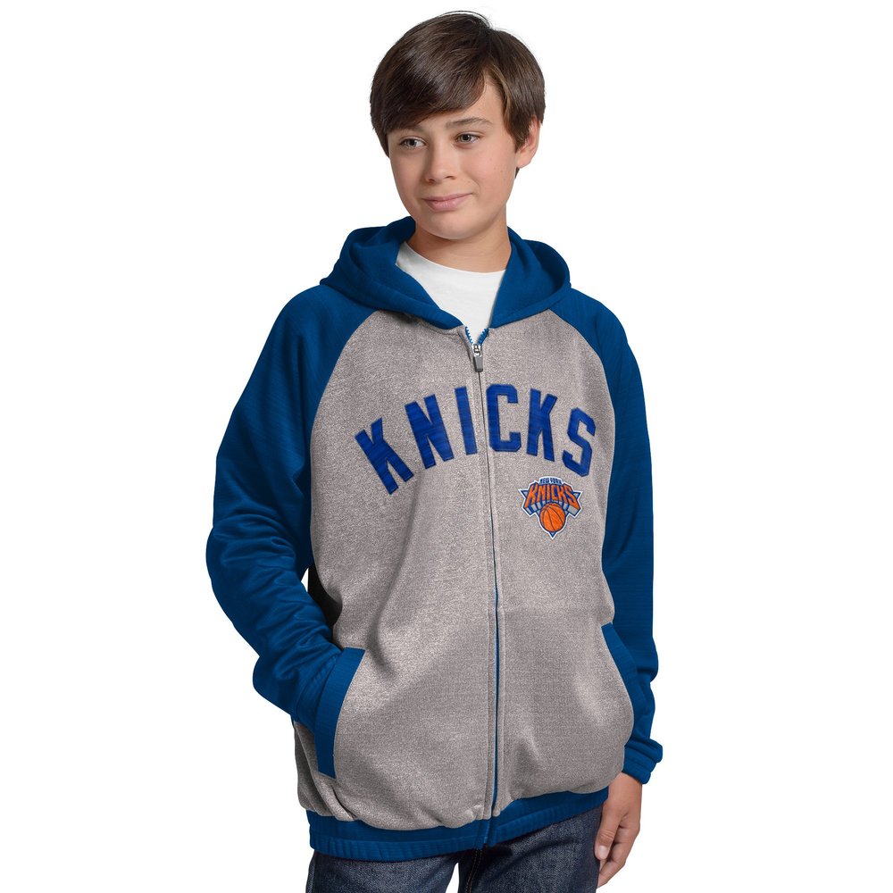 NBA New York Knicks Legend Hooded Track Jacket, Medium, Gray