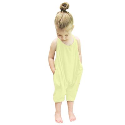 Franterd Baby Girls Straps Rompers, Kid Jumpsuits Piece Pants Clothing (Yellow, 4T)